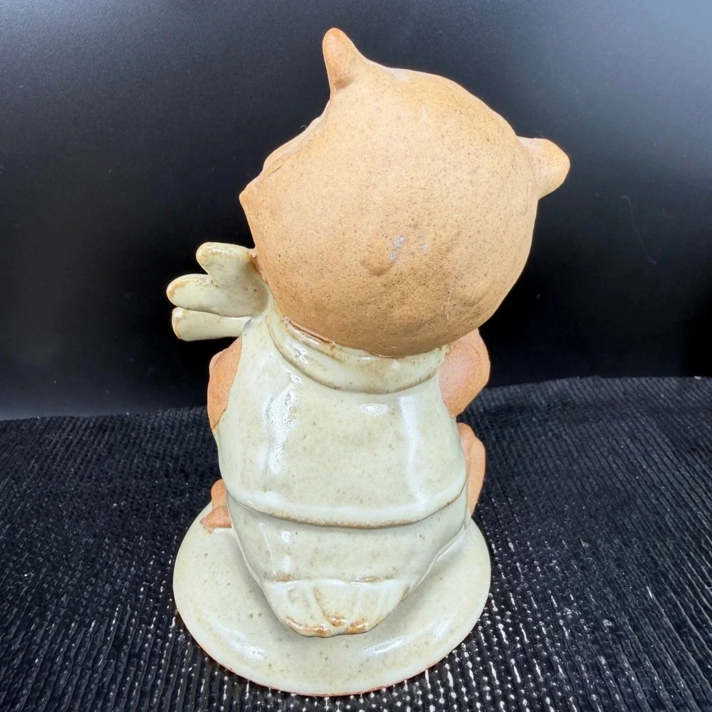Vintage‎ UC Japan Ceramic Owl Figurine Playing Guitar Whimsical Pottery Decor